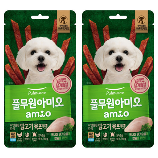 풀무원아미오 강아지 자연담은 육포 칼슘PLUS, 닭가슴살, 50g, 2개