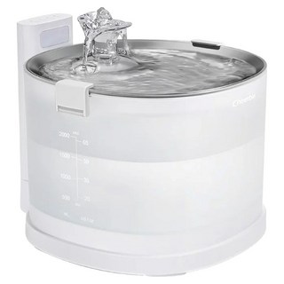 CHEERBLE 無泵無線寵物飲水機 E1+ 磁力供水 大容量儲水 低噪音運行 寵物飲水設備, 1台, 白色