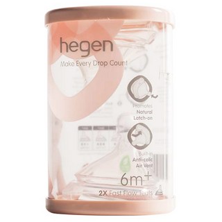 hegen 防脹氣真實擬乳奶嘴 快速 2入, 6個月以上, 1組