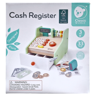 Classic WORLD 客來喜 經典木玩 小老闆木製收銀機 54167, 混和顏色, 1組