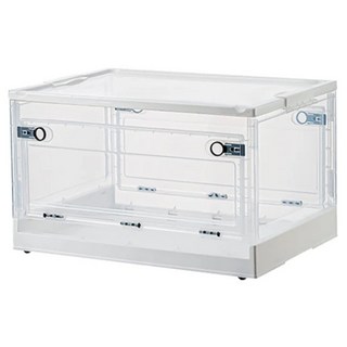 三開摺疊收納箱, 白透明蓋 + 白色, 736 大號(51.5 x 36 x 30cm), 1個