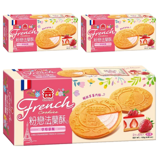 義美 法蘭酥 草莓 6入, 132g, 3盒