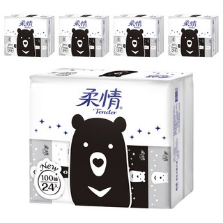 柔情 抽取式衛生紙 熊熊經典款, 24包, 5袋