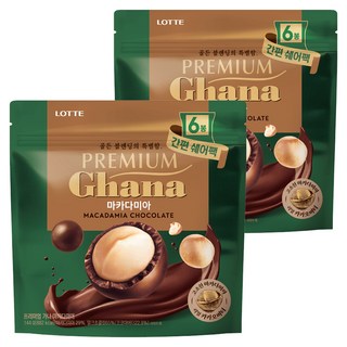 LOTTE 樂天 Ghana 加納 優質迦納夏威夷果巧克力球分享包 6包入, 144g, 2袋