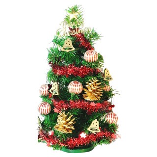 摩達客 耶誕台灣製迷你1呎/1尺裝飾綠色聖誕樹 免組裝 YS-GT10018, 綠色 + 木質小鐘