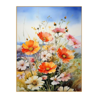 創彩 5D 鑽石畫 30*40cm, 春暖花開 + 金色, 1組