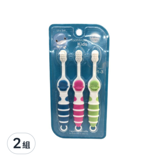 KU.KU Duckbill 酷咕鴨 幼兒超軟毛牙刷 1~3歲, 藍色 + 粉色 + 綠色, 3支, 2組