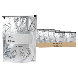 日本 SP SAUCE 戶外專用三層構造鋁箔抗菌保鮮袋 XL 夾鏈式保鮮袋 食物保鮮, 10個, 1盒