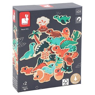 法國Janod 我愛小恐龍-遊戲磁吸片, 24張, 1本