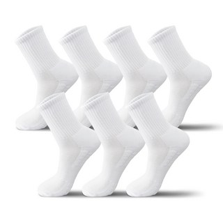 長跑習慣 三重氣墊長筒運動襪, 7個, 白色