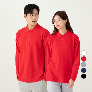 CARET PK長袖Polo衫, 紅色