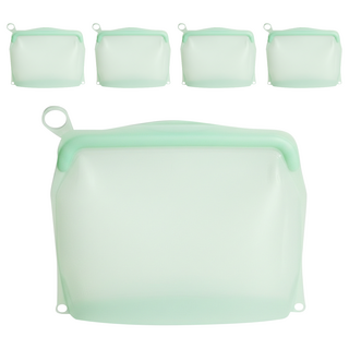 OUTSY 可密封 果凍QQ 矽膠食物夾鏈袋 顏色隨機 500ml 90g, 小巧款(18.8 x 4.6 x 16.5cm), 1個, 5個