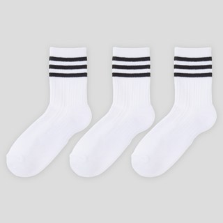 BASE ALPHA ESSENTIALS 女款線條中筒襪 3雙