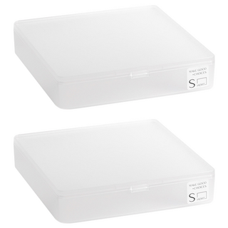 暖和家居 透明收納盒2入組 磨砂盒 可疊加 帶蓋磨砂盒 W0057, 矮寬款 透明色, 1組