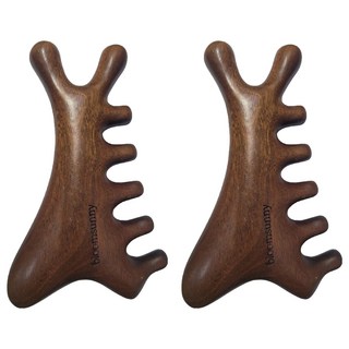 木製刮痧頭皮按摩器, 2個, 金絲檀木