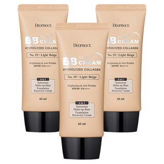 DEOPROCE 迪普詩 魔法膠原蛋白BB霜 SPF50+ PA++++, 19 Light Beige, 60ml, 3條