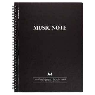 moong9 A4 可撕式虛線音樂筆記本, 1個, 黑色