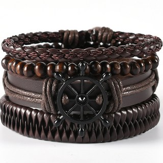 PEONIST 男款船舵造型皮繩手環