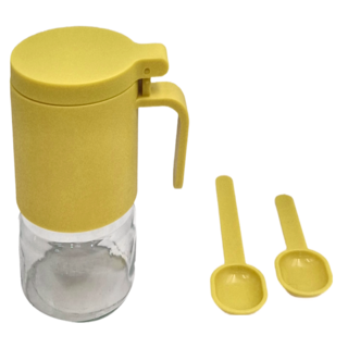 北歐居家風 立蓋防潮調味料罐 附贈長短勺 食品級材質 加厚材質 無鉛玻璃, 300ml, 1個