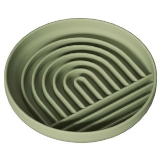 小小毛孩 寵物矽膠慢食碗 19x19x3.8cm 狗貓適用, 森林綠, 1個