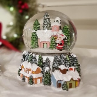 ASPASIA 聖誕音樂盒雪球 Lova 森林村莊 LED氣氛燈 綠樹, 綠樹, 12cm x h 14cm