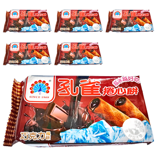 孔雀 捲心餅 巧克力風味 涮嘴好吃, 63g, 6包