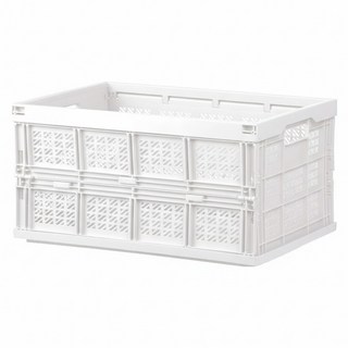 livinbox 耐重折疊籃 大 適用於購物、郊遊野餐、洗衣籃、倉儲管理, 白色, 1個