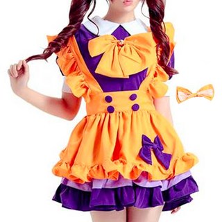 笨九9萬聖節蘿莉海賊王+頭帶+圍裙+緞帶+鈴鐺+緞帶Cosplay全套, 1套, 橘色