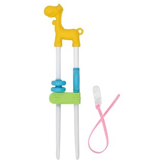 ange 三階成長學習筷 長頸鹿訓練筷 3個月以上適用, 黃色長頸鹿, 1組
