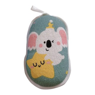 寶寶洗澡海綿, 柔軟, 對肌膚刺激少, 無尾熊 綠色 + 白色 + 黃色, 1個