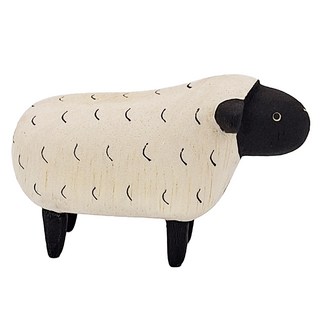 T-Lab. 綿羊 手刻原木小動物, White and Black, 6.7 x 2.9 x 5cm