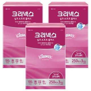 크리넥스 실크 소프트 플러스 미용티슈 2겹, 250매, 9개