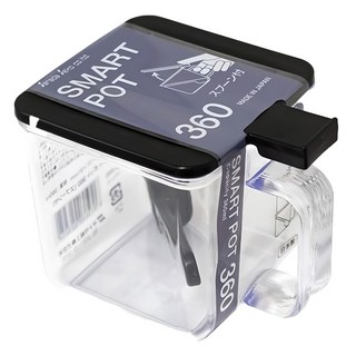 SANADA 單耳掀蓋式調味盒 附匙 360ml 透明色/黑色 廚房調味罐, 1個