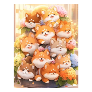 創彩 5D 鑽石畫組 40x30cm, 毛團柴犬, 1組