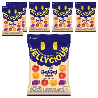 LOTTE 樂天 綜合水果QQ糖 Q彈有勁 酸甜美味, 70g, 6包