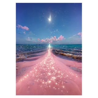 創彩 5D鑽石畫 40x30cm, 粉色海岸, 1個