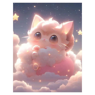 創彩 5D鑽石畫 40x30cm, 可愛貓, 1組