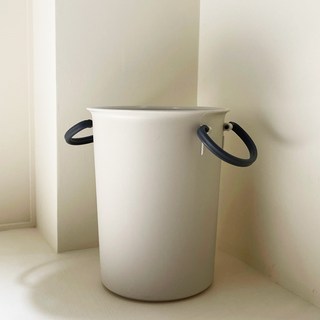 GINII 基尼 質感霧面雙耳無蓋垃圾桶 GL002 300g 5.5L,M(25 x 20x 20cm),象牙白)