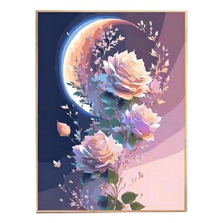 創彩 鑽石畫 ZSD3474,月中花,1組, 5D鑽石畫 40x30cm