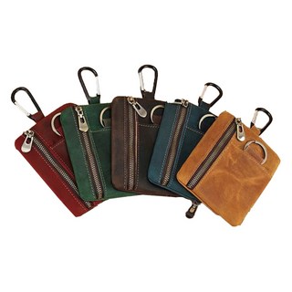 真皮頭層瘋馬牛皮隨行掛勾零錢包收納袋