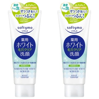 KOSE 高絲 softymo 絲芙蒂 嫩白柔珠洗顏霜, 添加維他命C，細緻泡沫，深入清潔毛孔髒污, 150g, 2條