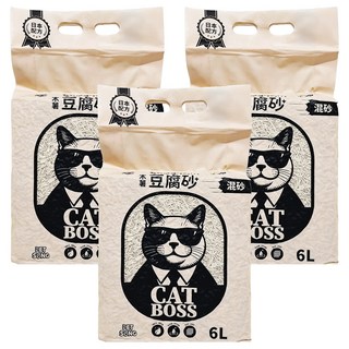 PET SONG CATBOSS系列 木薯豆腐貓砂 1.5mm, 混砂, 6L, 3包