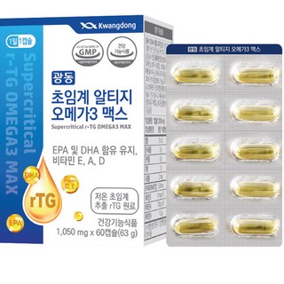Kwangdong 超臨界rTG Omega 3 Max軟膠囊, 60顆, 1盒