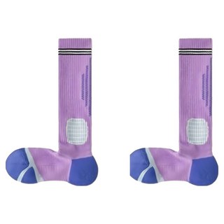 PORA BELLA 女款可愛拼色運動壓力襪, 紫色, 22~26cm