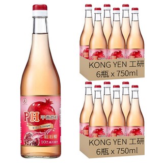 KONG YEN 工研 PH平衡 紅石榴飲料, 750ml, 12瓶