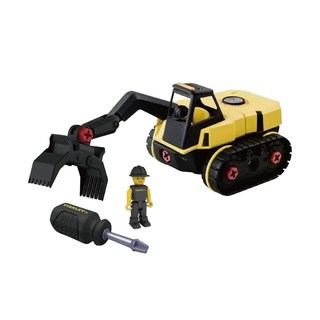 STANLEY Jr. 組裝工程車套裝 含螺絲起子與人偶 STEM玩具 動手組裝, 爪式挖土機 多色, 14.5 x 28 x 15cm, 1組
