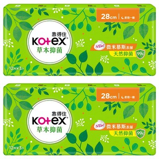 Kotex 靠得住 草本抑菌衛生棉, 28cm, 36片, 2組