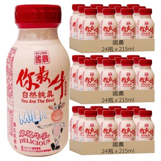 國農 草莓牛乳, 72瓶, 215ml