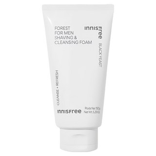 INNISFREE 綠樹林風男士保濕潔顏乳 雙效合一刮鬍泡 添加薄荷醇 刮鬍滑順不刺激, 150g, 1條