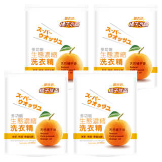 AKIRA 御衣坊 橘子水晶 多功能生態濃縮洗衣精 補充包 天然冷壓橘油 植萃潔淨配方 中性溫和, 2L, 4包